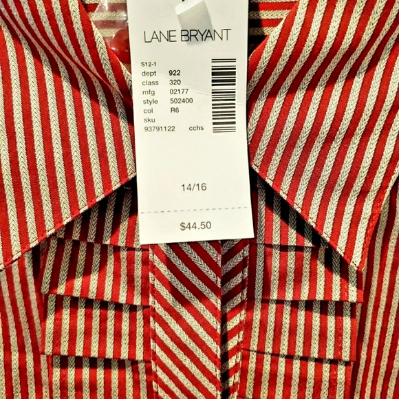 New Women's Lane Bryant striped red blouse 14/16 - Picture 6 of 6